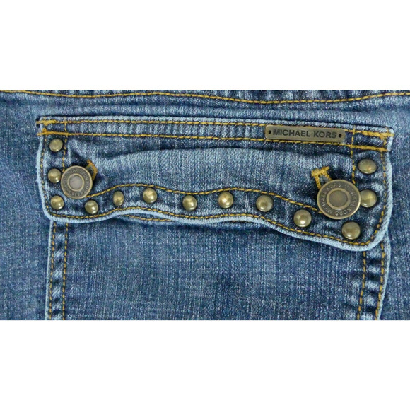 Michael Kors Women's Bootcut Jeans Size 16 Rivet Trim Fold Pocket Denim - Picture 9 of 9